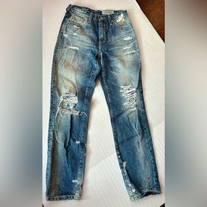 AG The Phoebe Vintage Jeans . Size 25R High Waisted Tapered Leg Distressed